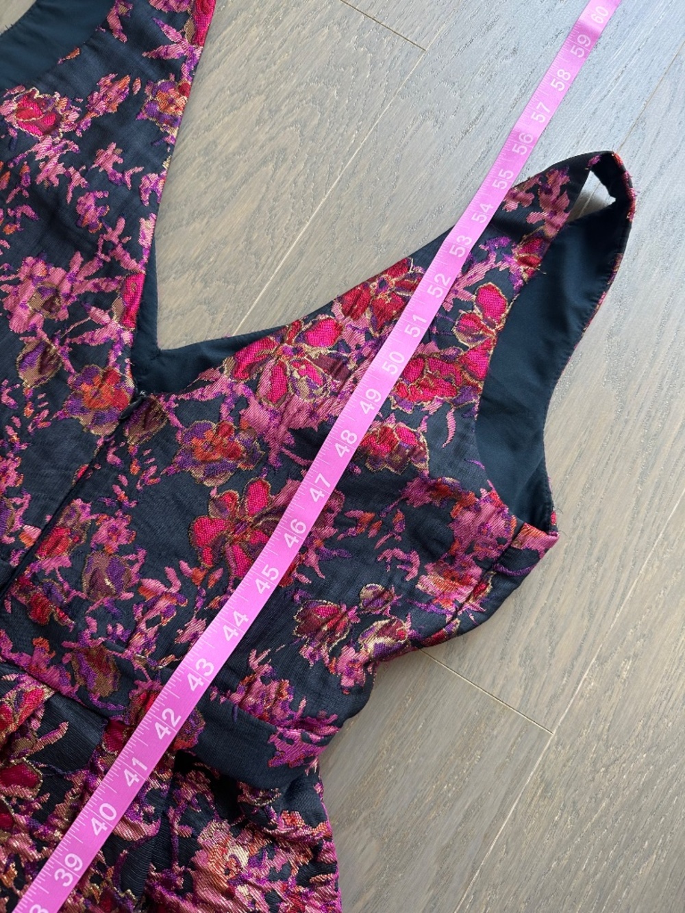 Badgley Mischka Pink Floral Jacquard Brocade Gown Maxi Dress Plunge - Size 2 - Picture 10 of 10